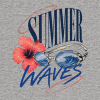 REVØRA Summer Waves – Oversized Shirt in Heather Grey, Rückenprint aus der Nähe