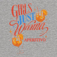 REVØRA Girls Just Wanna Aperitivo – Oversized Shirt in Heather Grey, Rückenprint aus der Nähe