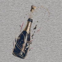 REVØRA Pop The Cork – Oversized Shirt in Heather Grey, Rückenprint aus der Nähe