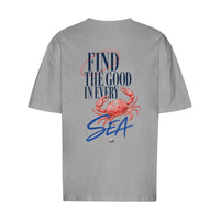 REVØRA Find The Good In Every Sea – Oversized Shirt in Heather Grey, Rückansicht