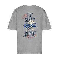 REVØRA Eat Sleep Padel Repeat – Oversized Shirt in Heather Grey, Rückansicht