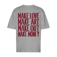 REVØRA Make Love Make Art Oversized T-Shirt – Oversized Shirt in Heather Grey, Rückansicht