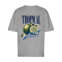 REVØRA Tropical Zest Limetten – Oversized Shirt in Heather Grey, Rückansicht