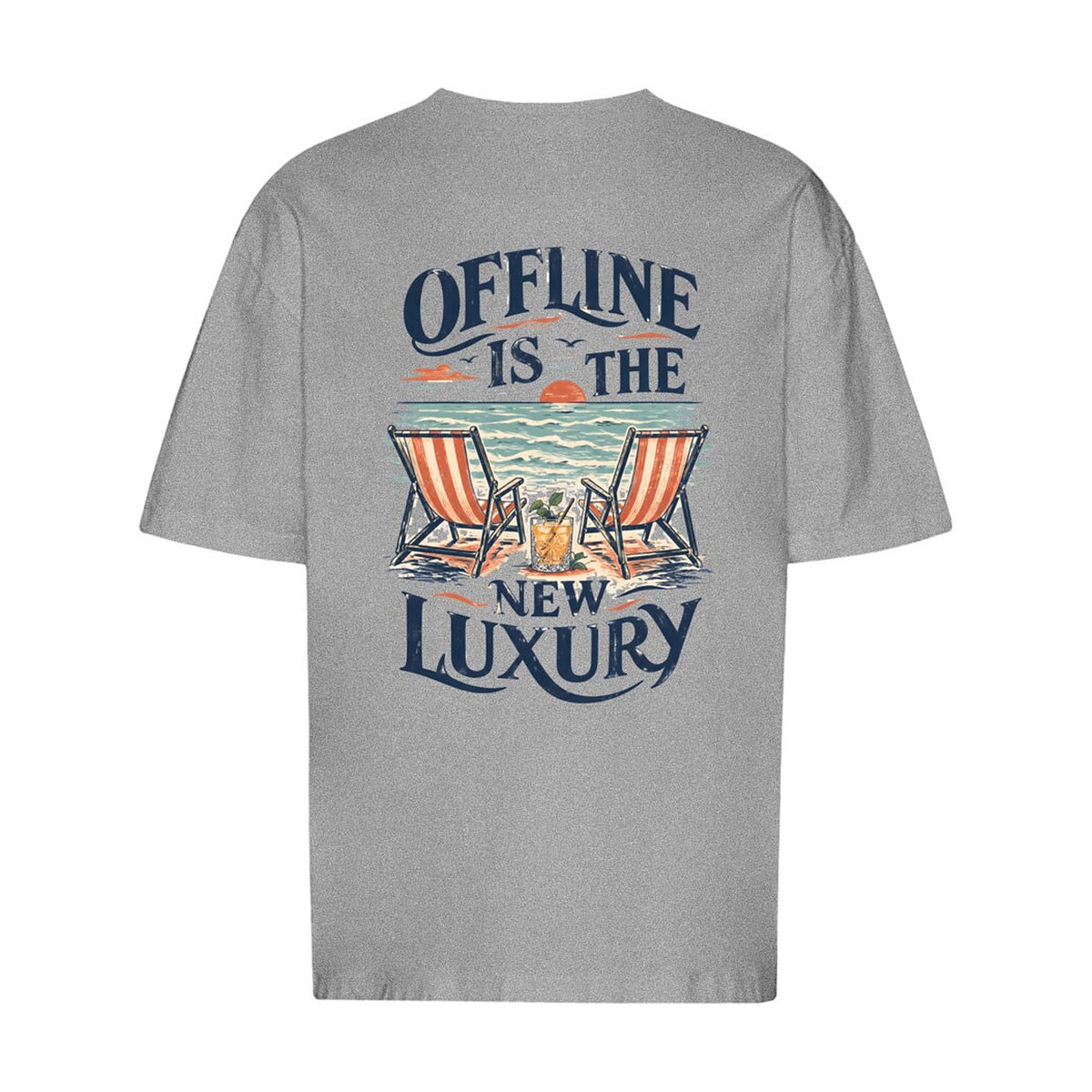 REVØRA Offline Luxury Beach Cocktail – Oversized Shirt in Heather Grey, Rückansicht