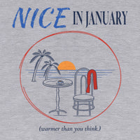 REVØRA Nice In January – Hoodie in Heather Grey, Rückenprint aus der Nähe