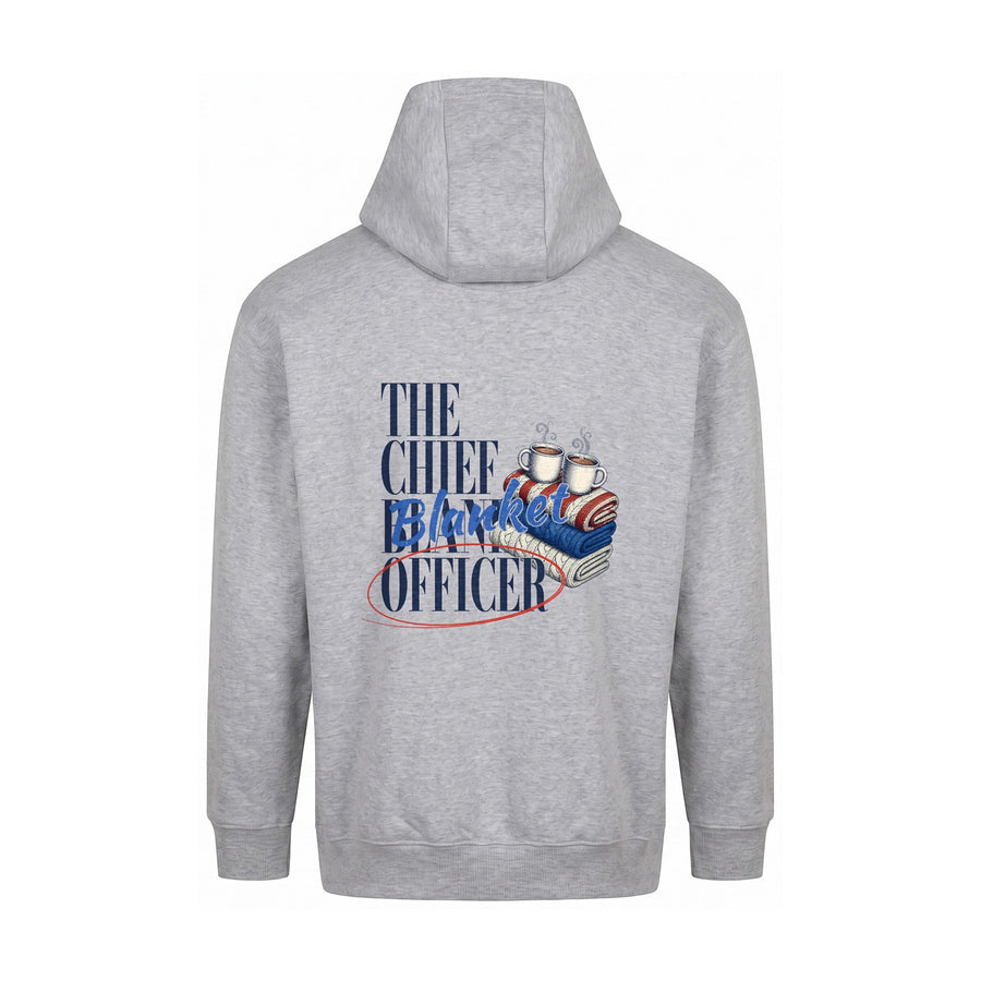 REVØRA The Chief Blanket Officer – Hoodie in Heather Grey, Rückansicht