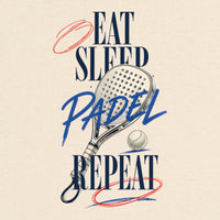 REVØRA Eat Sleep Padel Repeat – Oversized Shirt in Natural Raw, Rückenprint aus der Nähe