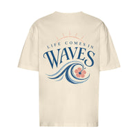 REVØRA Life Comes In Waves – Oversized Shirt in Natural Raw, Rückansicht