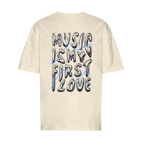 REVØRA Music Is My First Love – Oversized Shirt in Natural Raw, Rückansicht