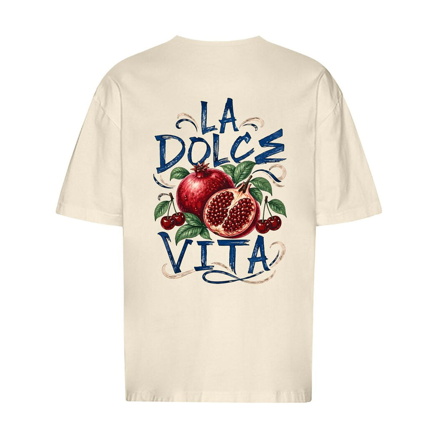 REVØRA La Dolce Vita Pomegranate – Oversized Shirt in Natural Raw, Rückansicht