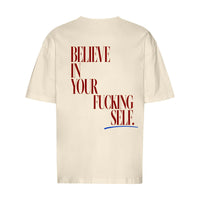 REVØRA Believe In Yourself – Oversized Shirt in Natural Raw, Rückansicht