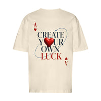 REVØRA Create Your Own Luck – Oversized Shirt in Natural Raw, Rückansicht