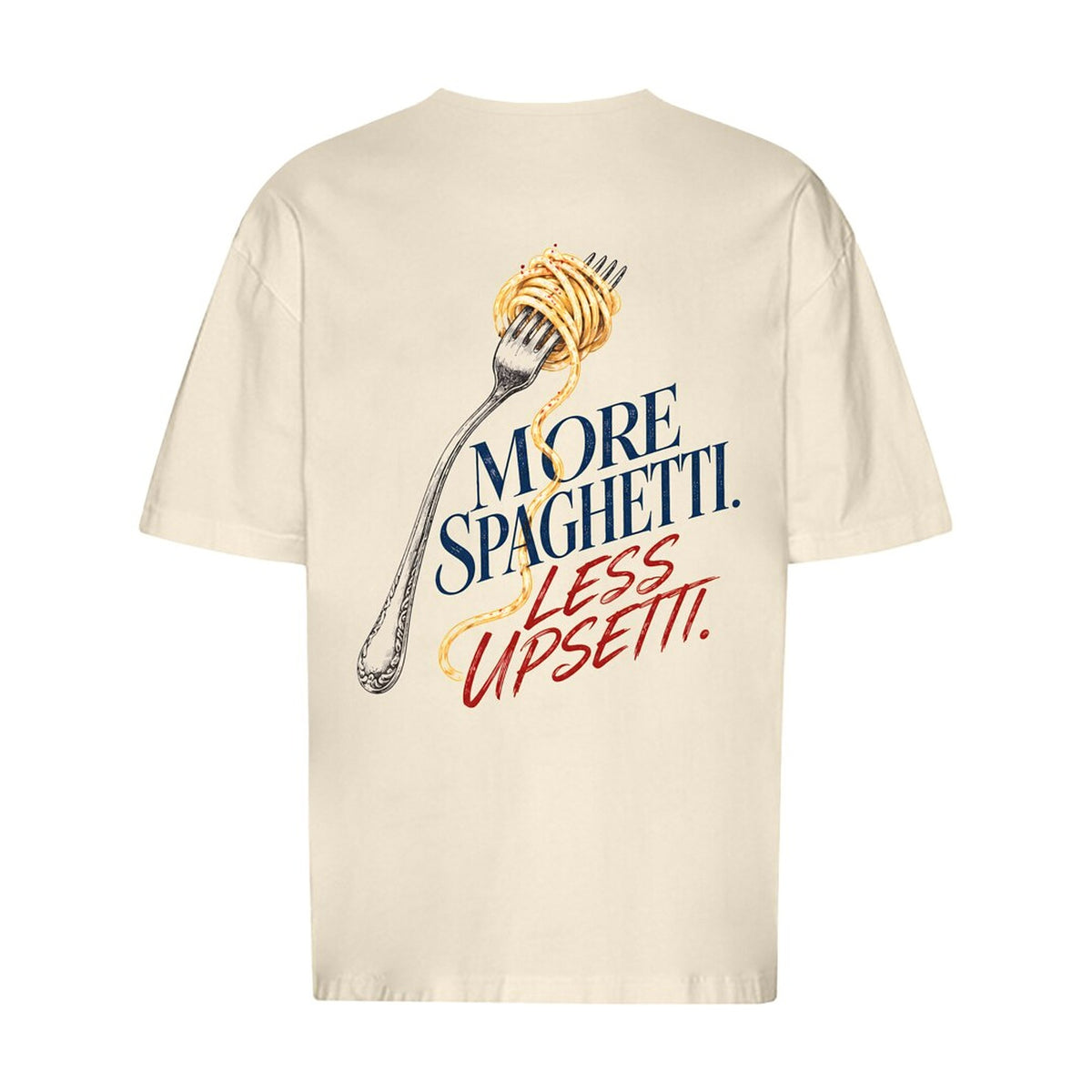 REVØRA More Spaghetti Less Upsetti – Oversized Shirt in Natural Raw, Rückansicht