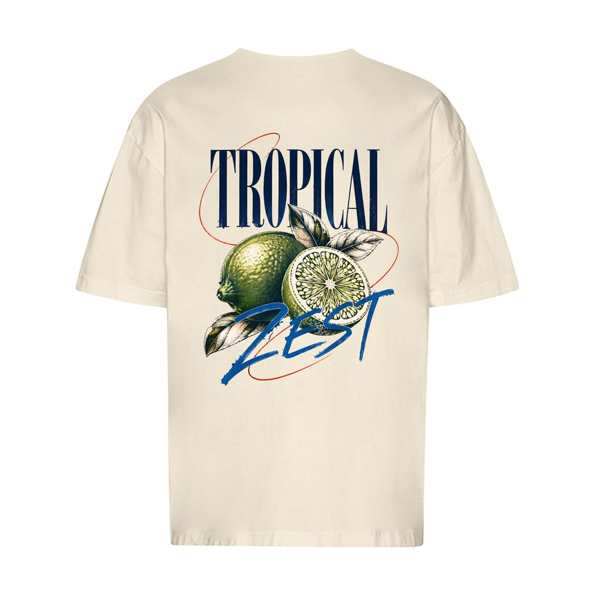 REVØRA Tropical Zest Limetten – Oversized Shirt in Natural Raw, Rückansicht