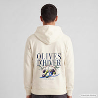 REVØRA Olives d'Hiver – Zip-Hoodie in Off White, getragen, Rückansicht