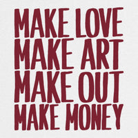 REVØRA Make Love Make Art Oversized T-Shirt – Oversized Shirt in White, Rückenprint aus der Nähe