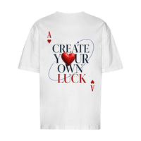REVØRA Create Your Own Luck – Oversized Shirt in White, Rückansicht