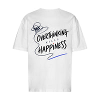REVØRA Overthinking Kills Happiness – Oversized Shirt in White, Rückansicht