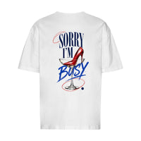 REVØRA Sorry I'm Busy – Oversized Shirt in White, Rückansicht