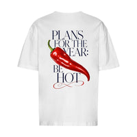 REVØRA Plans For The Year Be Hot – Oversized Shirt in White, Rückansicht