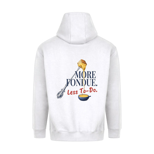 REVØRA More Fondue, Less To-Do – Hoodie in White, Rückansicht