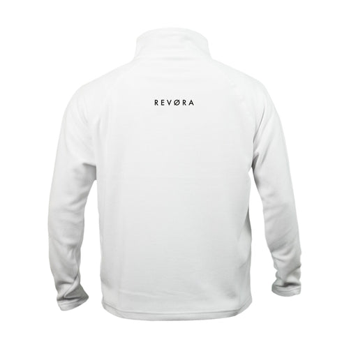 REVØRA – Fleecejacke in White, Rückansicht, KI-generierte Abbildung – Fleecejacke in White, Rückansicht