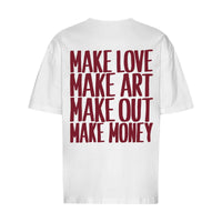 REVØRA Make Love Make Art Oversized T-Shirt – Oversized Shirt in White, Rückansicht