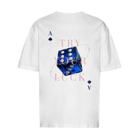 REVØRA Try Your Luck – Oversized Shirt in White, Rückansicht